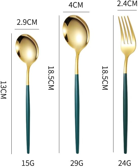 Silverware Flatware Set, 6/24/36/48 Pieces Portable Stainless Steel Knives, Forks And Spoons Tableware Set Steak Knives And Forks Household Stainless Steel Spoons And Forks (Color : Gold,