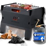 WALDMEISTER BruzzLee mobiler Gasgrill klein | kompakter Camping Gasgrill mit 2 Brennern | Kompaktgrill steckbar | Tischgrill für Camping, Balkon, Outdoor