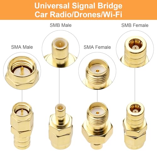 HENGBIRD DAB Autoradio Antenne, SMA zu SMB, Adapter DAB SMB Adapter Car Aerial Antenna Adapters Kit RF Konverter Antennenadapters Kit SMA SMB Stecker Buchse Adapterr für Autoradio Satellit Sirius XM