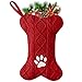 Dog Christmas Stocking –18" Red Bone-Shaped Knitted Stocking with Tag Name for Dogs, Dog Moms, and Pet Owners – 2025 Xmas Holiday Decor for Pets