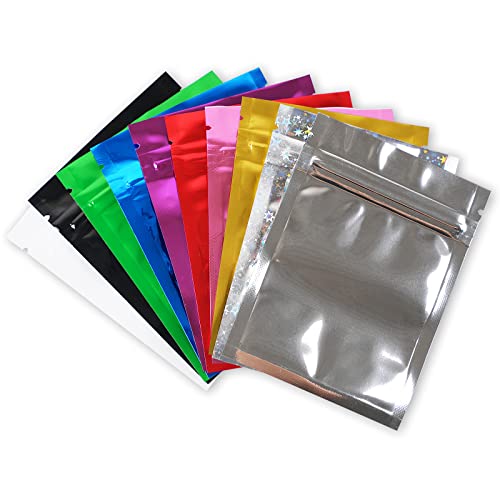 Wankko 100 Pcs Premium Smell Proof Double-Sided Color Mylar Foil Flat Heat Sealable Sample Ziplock Bag 7.5X10Cm #TOP6
