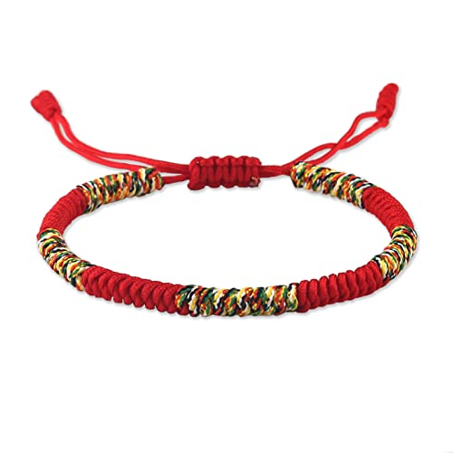 PROSTORY Lucky Red String Bracelet for Women Men Teen Tibetan Buddhist Prayer Handmade Yoga Prayer Rope Mala Bracelet Adjustable Size