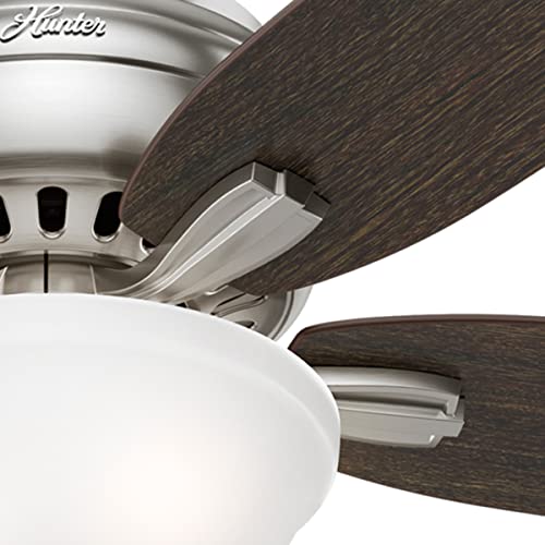 Hunter Fan Company, 53315, 52 Inch Newsome Brushed Nickel Low Profile Ceiling Fan With Led Light Kit And Pull Chain #TOP6