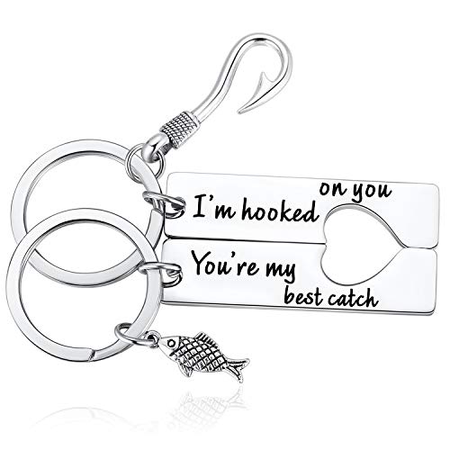 Couple Keychains Gifs - I'm Hooked On You You're My Best Catch Keyring For Boyfriend Girlfriend Husband Wife On Christmas Valentine's Day Wedding Anniversary #TOP27