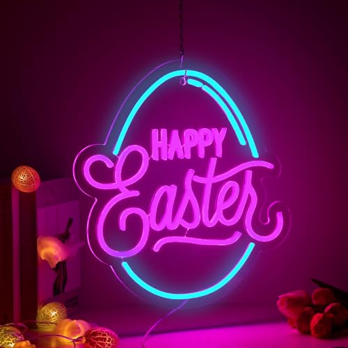Baquler Easter Neon Sign for Wall Decor Egg Happy Easter LED Neon Light Window USB Powered for Wall Room Gift Party Decoration by Baquler - Image 4
