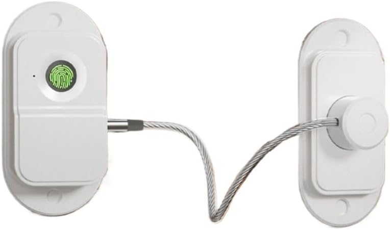 Stainless Steel Cable Rechargeable Fingerprint Lock Security Protection Intelligent Limit Cabinet Lock Fingerprint Recognition(Black)