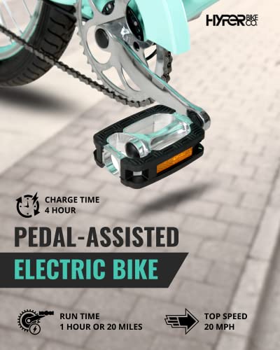 Hyper Bicycles E-Ride 26" Ladies 36V Electric Cruiser E-Bike with Pedal-Assist, 250W Motor, Turquoise