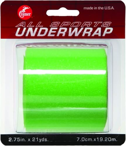 Cramer Tape Underwrap, Sports PreWrap for Athletic Ankle, Wrist, and Injury Taping Jobs, Hair Tie, Headband, Patella Support, Pre-Wrap Athletic Tape Supplies, 2.75" X 21 Yard Roll of Pre Wrap , Brite Green
