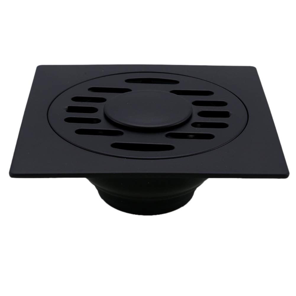 Drain de douche noir en acier inoxydable, grille de sol pour salle de bains