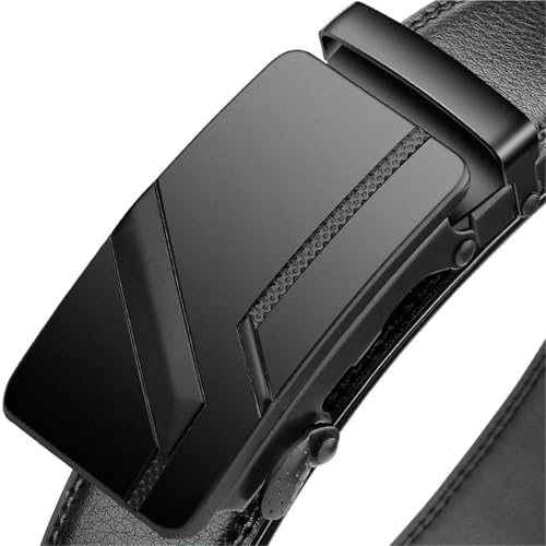 Large Plus Size Men's Belt Automatic Buckle Black PU Leather Belt 3.5cm Width4