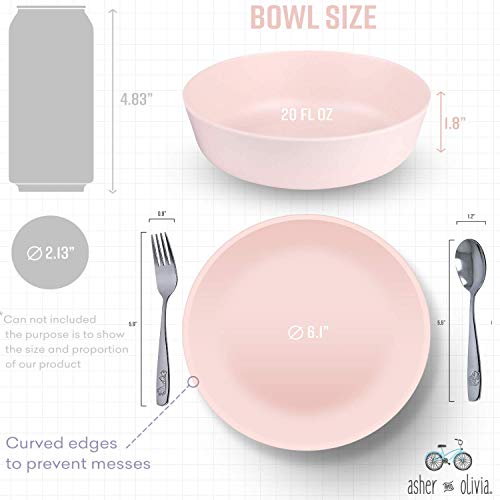 Bamboo Baby Bowl And Stainless Steel Silverware Set – (12-Piece) 4 Bamboo Bowls Kids, 4 Forks And 4 Spoons – Eco-Friendly Bpa Free – Self Feeding Dishwasher Safe Baby Bamboo Bowl #TOP2