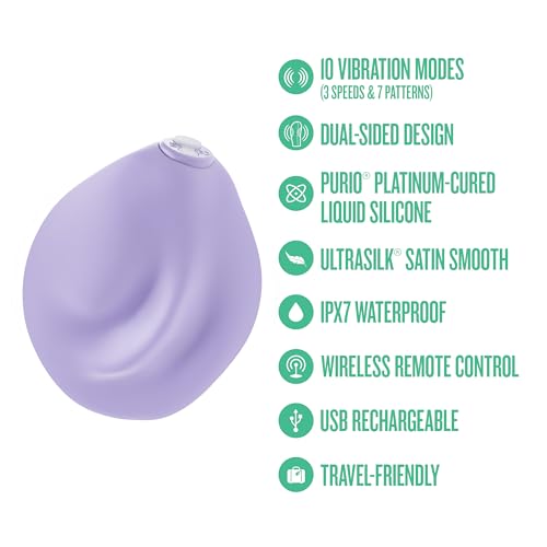Blush URSELF 4" PulsePad Silicone Vibrator for Women - Double-Sided Grinder & Straddling for Nipple Clit Vaginal Heighten Sensation Teasing Pebble Discreet Adult Sex Toy, RC, IPX7, USB Charge - Purple - Image 3
