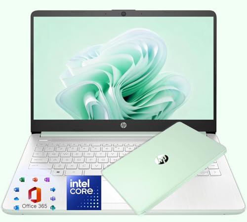 HP 14″ Willow Green Lightweight Laptop, Intel 4-Core Processor, 4GB RAM Memory, 1.6TB Storage (128GB SSD + 512GB Portable + 1TB OneDrive), w/WOWPC Bundle，Microsoft 365 Web Apps