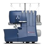 SINGER® S0230 Navy Blue Overlock Serger | 2/3/4 Thread Capability | 1300 Stitches/Min | Color-Coded Threading, Differential Feed, Free Arm, Accessories Included | Professional Seam Finishing