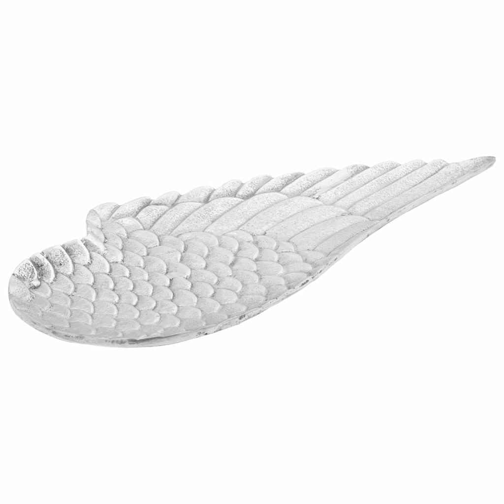 Kosz na owoce, zestaw 2 sztuk, z aluminium, srebrny, wysoki połysk, 40 x 18 x 2,5 cm, w kształcie skrzydełka, do dekoracji owoców, na stolik kawowy w formie bufetu