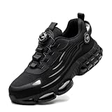 Zapatos de Seguridad para Hombre Mujer Zapatillas Ligeros Calzado Trabajo Comodo Antideslizante con Puntera de Acero Black 42 EU