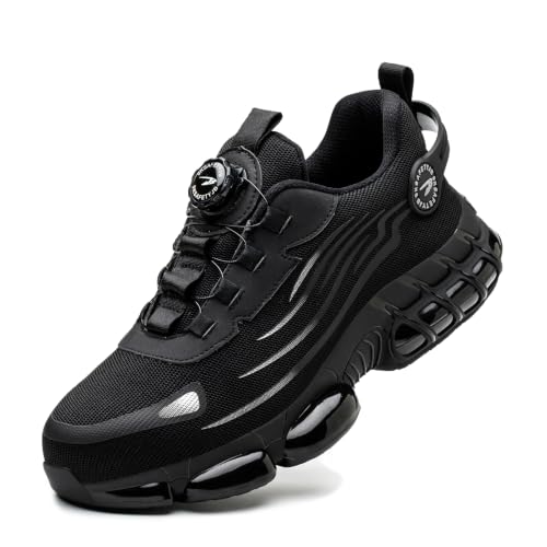 Imagen de Zapatos de Seguridad para Hombre Mujer Zapatillas Ligeros Calzado Trabajo Comodo Antideslizante con Puntera de Acero Black 43 EU