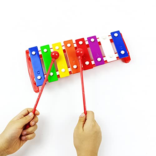 Loonelo Glockenspiel Xylophone, 8 Metal Keys Xylophone With 2 Mallets For Musical Instrument Percussion, Musical Educational Instrument Tuned Glockenspiel For Adult, Beginners, Gifts #TOP20