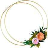 2 Pack 14 Inch Large Metal Floral Hoop Wreath Macrame Gold Hoop Rings for Making Wedding Wreath Decor and DIY Dream Catcher Wall Hanging Crafts