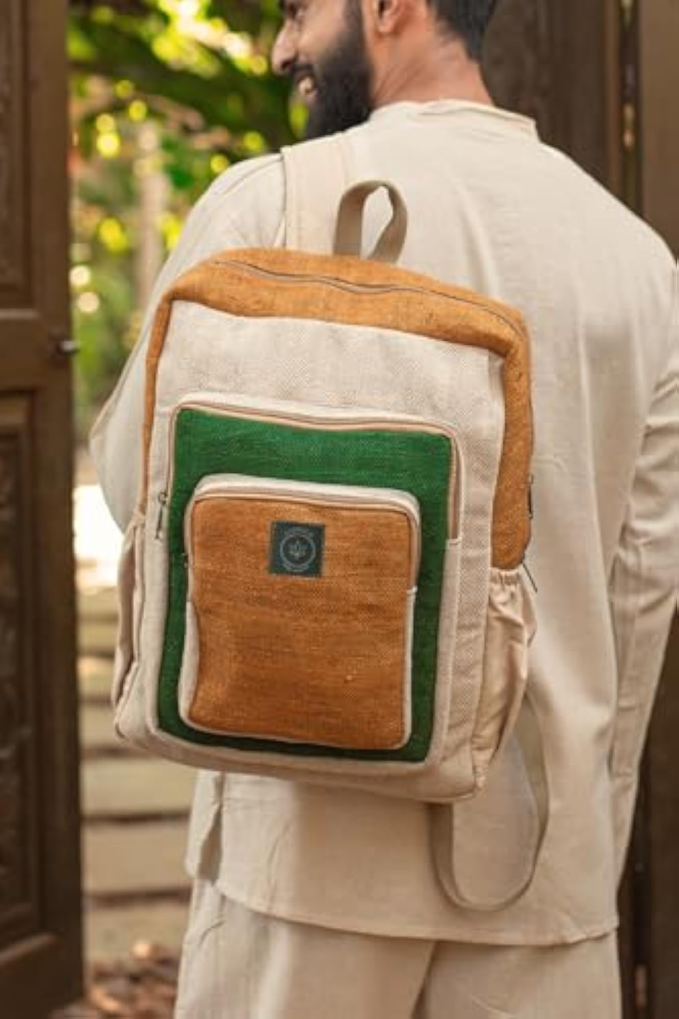Eco-Friendly Unisex Hemp Backpack with Laptop Compartment