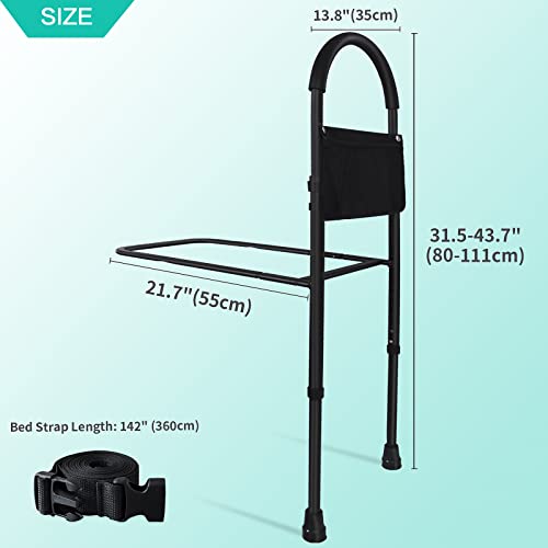 Kaglro Bed Rails For Elderly Adults With Legs & Storage Pocket Adjustable Stable Bed Assist Guard Rail For Senior And Surgery Patients-Fall Prevention Bed Rail Suitable For King Queen Full Twin Bed #TOP2