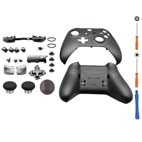 Hzxkqmil Coque de Remplacement Kit de Boîtier Avant/Arrière pour Xbox Manette Elite Series 2 - Noir, Inclus D-Pad Joysticks LB RB Bouton Gâchette ABXY Boutons Accessoires