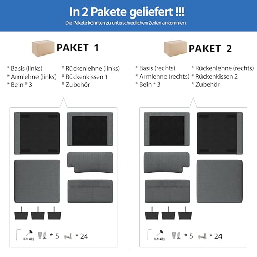 Miniatura 9 de Yaheetech Sofá De 2 Plazas Tapizado De Pana De 212 X 81 Cm Sofá Con Cojines Extraíbles Sofá Moderno Con Reposabrazos Anchos Carga Max 272 Kg Para Salón Dormitorio Sala De Estar Gris Oscuro