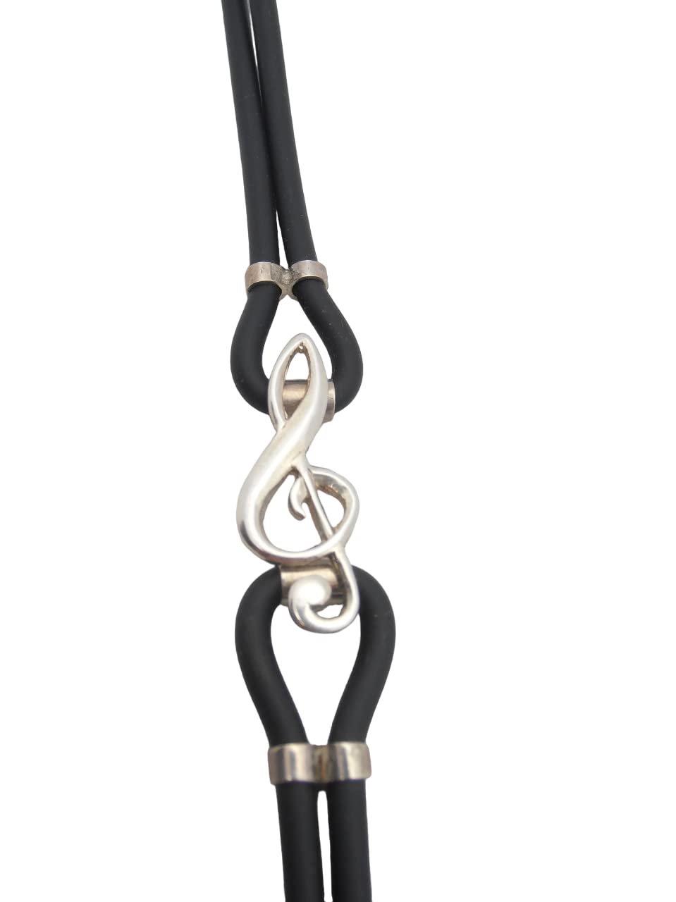 Chiave di Violino : Braccialetto in Argento 925 e Caucciù - Bracciale con Chiave di Sol - Musica - Musicista