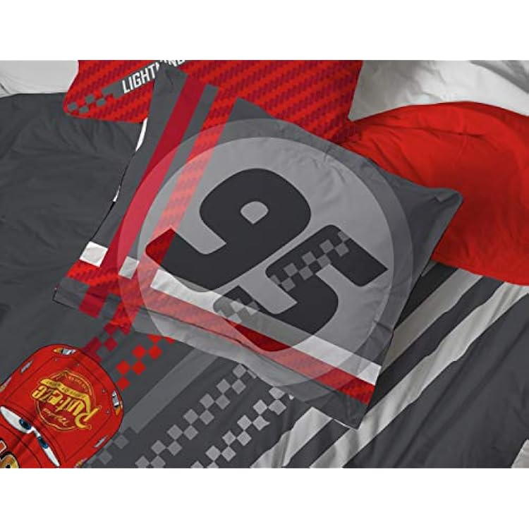 Jay Franco Disney Pixar Cars Race Ready 5 Piece Twin Bed Set - Includes Comforter & Sheet Set - Bedding Features Lightning McQueen - Super Soft Fade Resistant Microfiber Official Disney Pixar Product