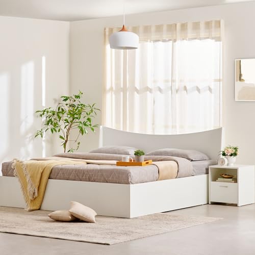Image of Home Centre | Helios - Alton | Engineered Wood | Box Storage | Queen Beds | White | 1 Year Warranty