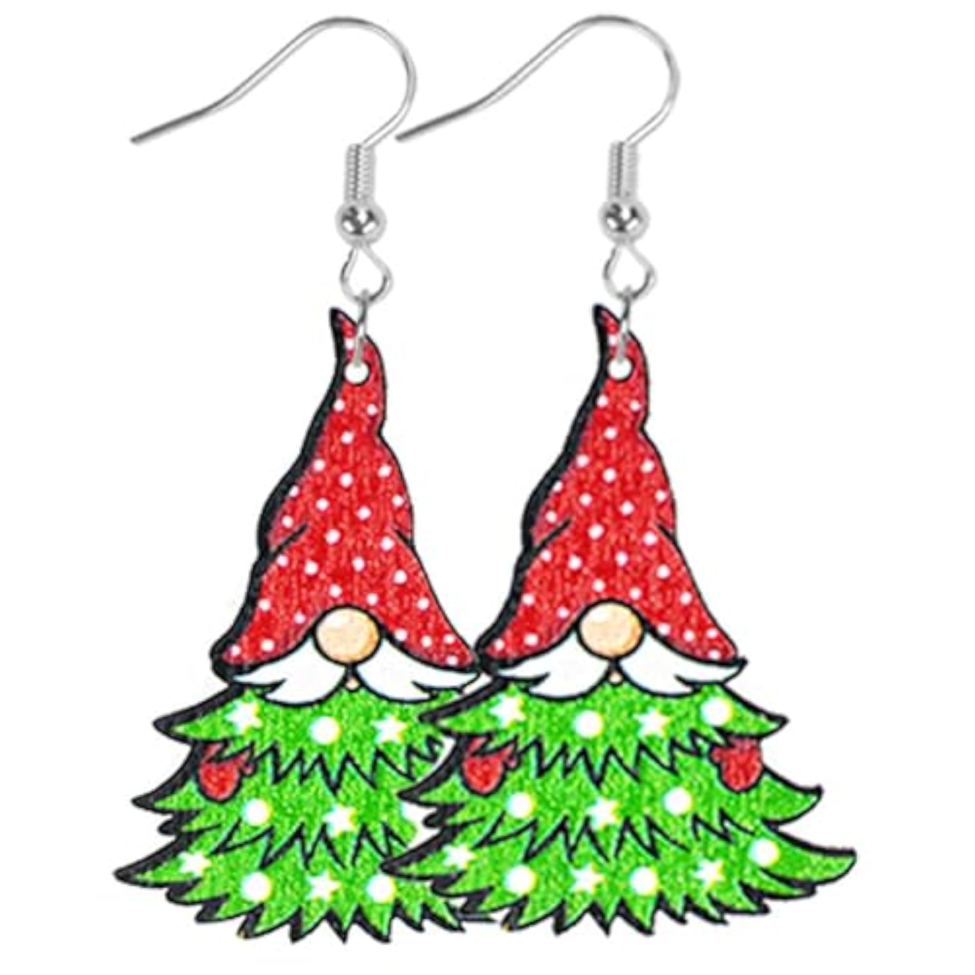 Dwarfs Dot Christmas Leather Drop Dangle Earrings, Festive