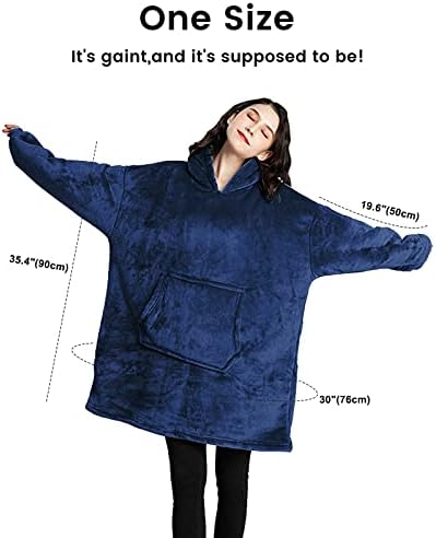 LONENESSL Oversized Blanket Hoodie Women Men, Sherpa Fleece Snuggle Hoodie Blanket, Fluffy Cozy Wearable Hooded Blanket for Adult,Warm Sweater Blanket,Gifts for Women,One Size Fits All (Blue)