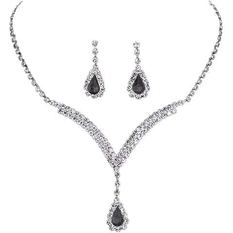 CCAIPU Women's Rhinestone Necklace Bracelet Set Cover
