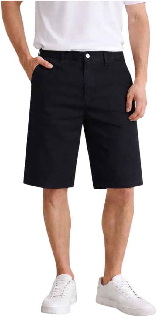 Bermuda Masculina de Sarja 100% Algodão, Modelagem Reta, Estilo Clássico Atemporal