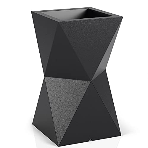 Forvega, Valencia, Hoher Blumentopf ohne Ablage, Modernes Design, Langlebig, Frostbeständig, Polyethylen, Schwarz, 70cm Cover