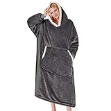 mebiusyhc Oversized Hoodie Blanket Fluffy Fleece Blanket Hoodie Hooded Blanket Deep Pockets, Cozy Warm Fleece Sherpa Blanket, Gifts Adults Mom Wife Girlfriend Men