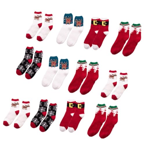 Calcetines navideños suaves para el hogar lote de 12 calcetines polares térmicos invierno