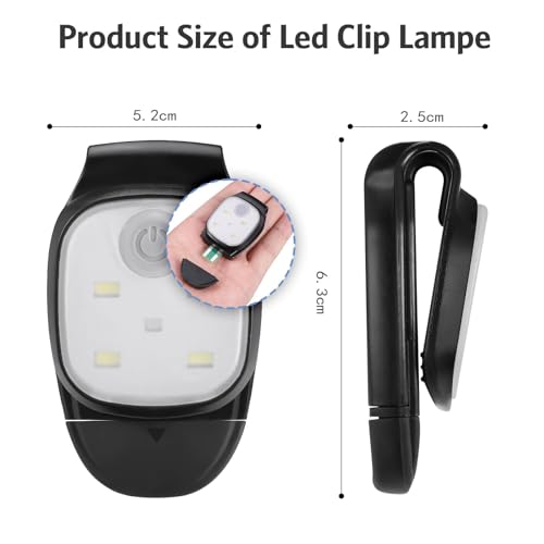 JIZZU 2 Stück LED Clip Lampe, Sicherheit Licht mit 4 Modi, Wiederaufladbar Mini Sicherheitslicht für Jogging Camping