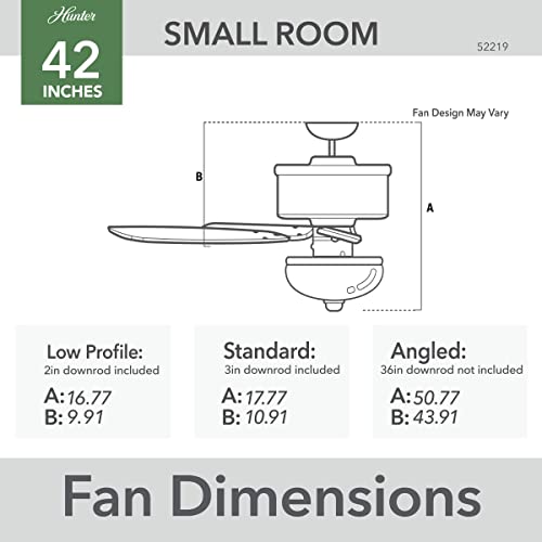 Hunter Fan Company, 52219, 42 Inch Builder Brushed Nickel Ceiling Fan With Led Light Kit And Pull Chain #TOP2