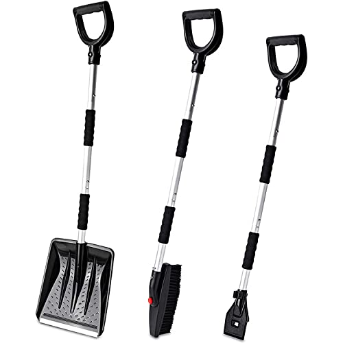 Photo 1 of 3-in-1 Snow Shovel with Ice Scraper & Snow Brush, Multifunctional Emergency Snow Shovel Kit, 3 Piece Portable Snow Shovel Removal Kit for Car and Truck, Camping and Outdoor Activities