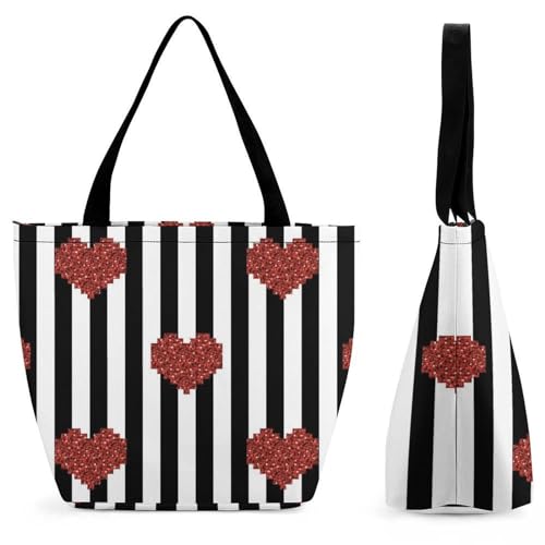 Sac à main pour femme cœurs fleurs rouges cabas de voyage épaule chic