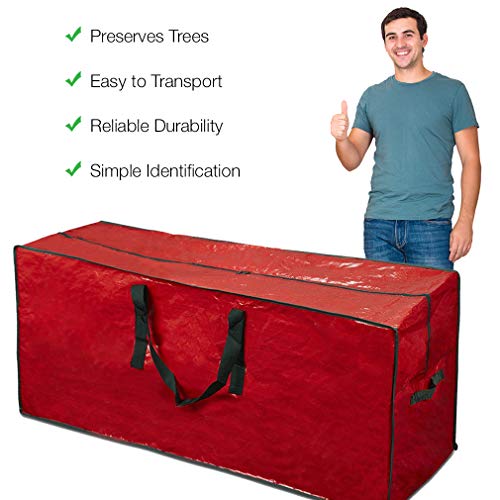Propik Christmas Tree Storage Bag | Fits Up To 7 Ft. Tall Disassembled Tree | 45" X 15" X 20" Holiday Artificial Tree Storage Case | Perfect Xmas Storage Container With Handles And Sleek Zipper (Red) #TOP3