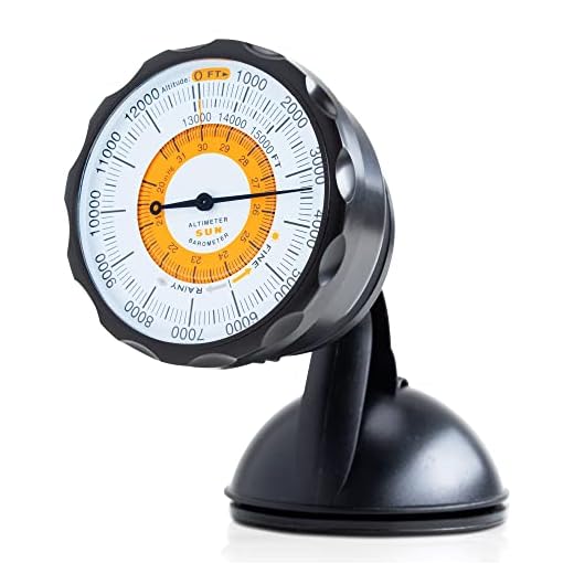 Sun Company AltiPort - Detachable Windshield and Dashboard Altimeter and Barometer | Altimeter for Cars and Trucks | Reads Altitude from 0 to 15,000 Feet