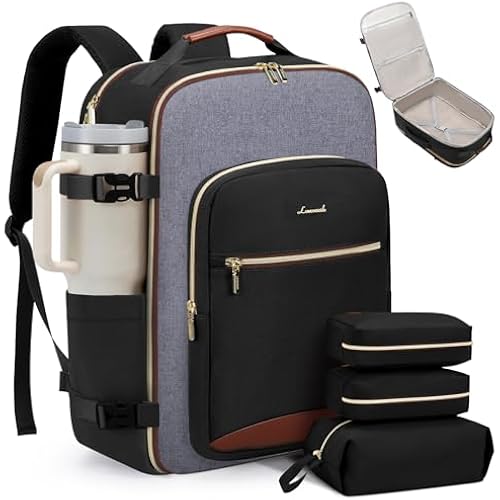 LOVEVOOK 40L Travel Backpack for Women & Men, Airline Approved Carry On Luggage with 3 Packing Cubes, TSA Overnight Bags, Waterproof Personal Item Bag, Weekender Essentials Backpacks fits 17" Laptop