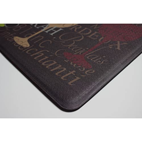 Chef Gear - Anti-Fatigue Gelness Kitchen Mat Set, Cushioned Comfort Chef Mat, Faux Leather, Cooking & Standing Relief, Memory Foam & Skid-Resistant, Measures 18" X 30", Wine Glasses Design #TOP5