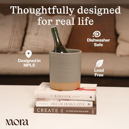 Mora 세라믹 주방 기구 홀더 - 조리대용 나무 스푼 및 주걱 그릇, 모던 팜하우스 홈 데코, 스토브 탑 및 카운터용 대형 18.5cm(7.25인치) 요리 정리함 - 무겁고 견고함 - 테라코타 — 사진 4