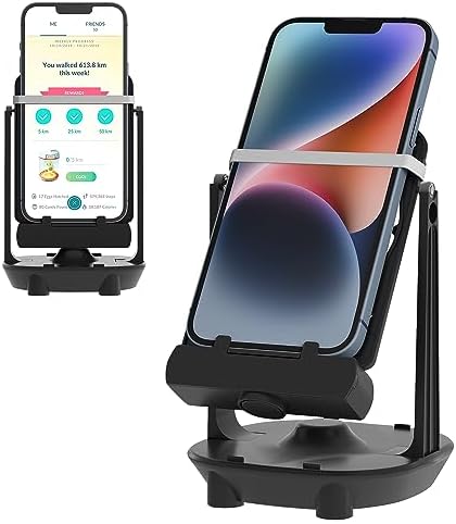 Phone Swing Compatible for Po-ke-mon GO Plus Cellphone Pedometer Steps Counter Accessories, (Super Mute) (Support 2 Phones) Quick Steps Earning Device with USB Cable, Phone Holder- Black