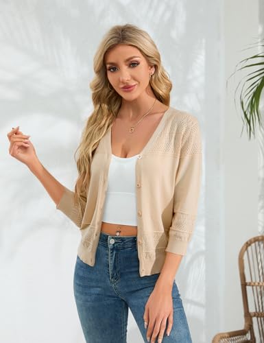 Womens Cropped Cardigan Knit Shrugs for Dresses V Neck Button Down Bolero Cardigans Sweaters4