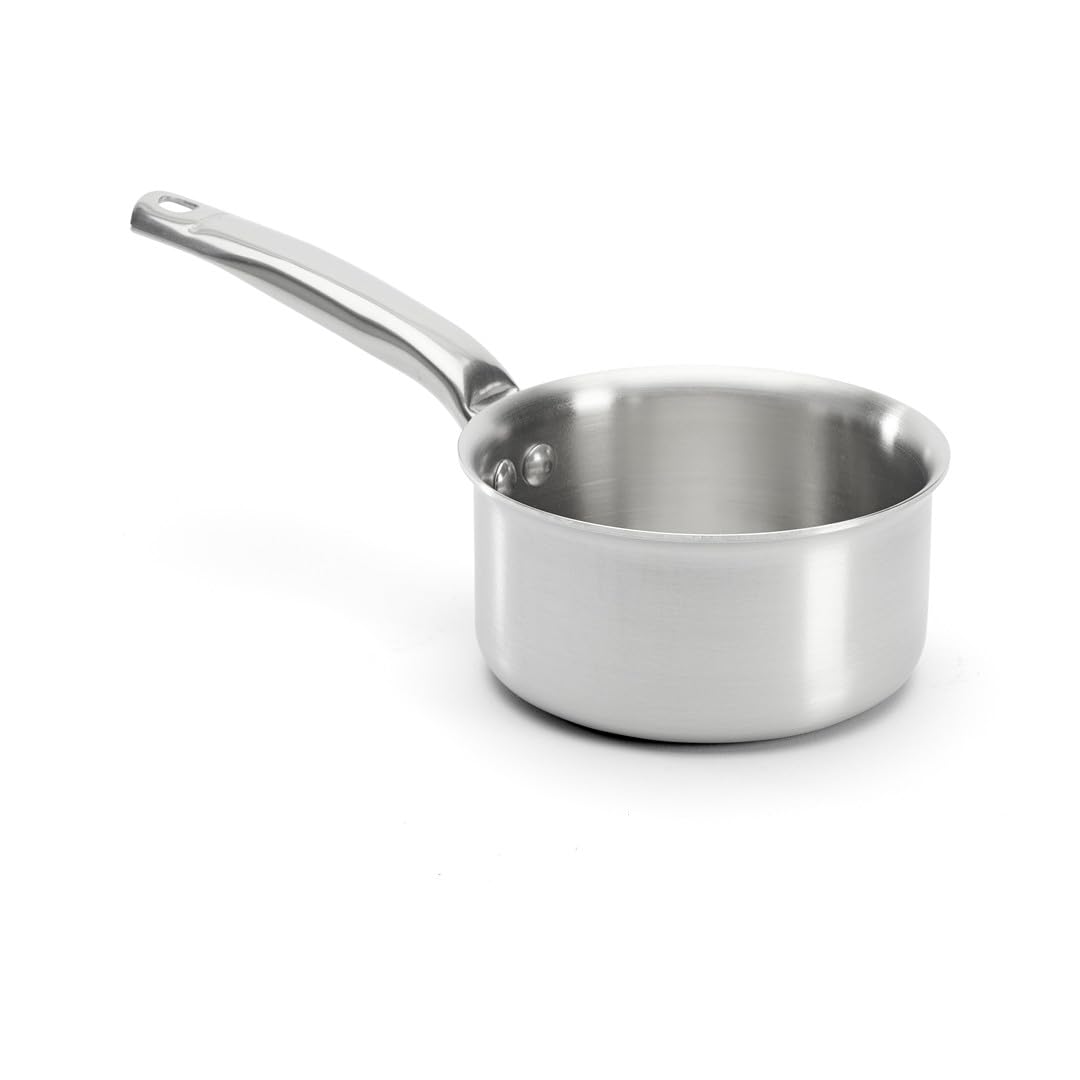 De Buyer - Casserole en inox 3 couches ALCHIMY - 14 cm - Fabriquée en France, Maîtrise de la Cuisson, Inox 18/10, Tous Feux + Four, Finition Poli Brossé