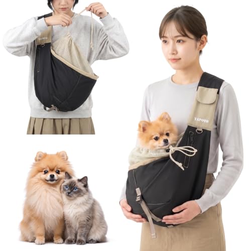 【現役ペットトレーナー監修】YAPOTO ペットスリング 犬 抱っこ紐 小型犬 猫 抱っこバッグ ペットキャリー 撥水 飛び出し防止 固定ストラップ